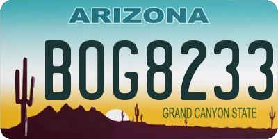AZ license plate BOG8233