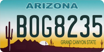 AZ license plate BOG8235