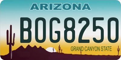 AZ license plate BOG8250