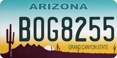 AZ license plate BOG8255