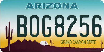 AZ license plate BOG8256