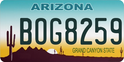 AZ license plate BOG8259