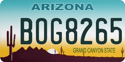 AZ license plate BOG8265
