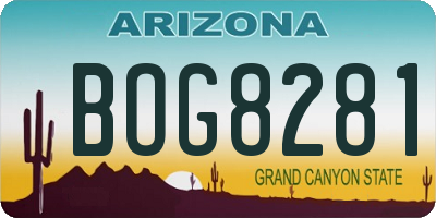 AZ license plate BOG8281