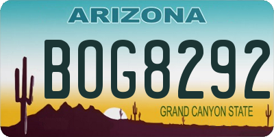 AZ license plate BOG8292