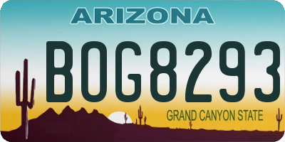 AZ license plate BOG8293