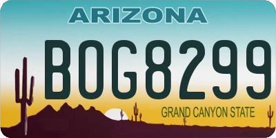 AZ license plate BOG8299