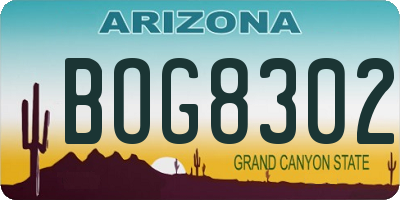 AZ license plate BOG8302