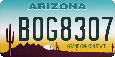 AZ license plate BOG8307