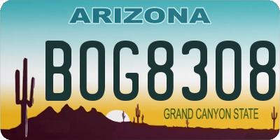 AZ license plate BOG8308
