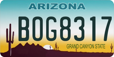 AZ license plate BOG8317