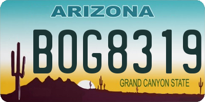 AZ license plate BOG8319