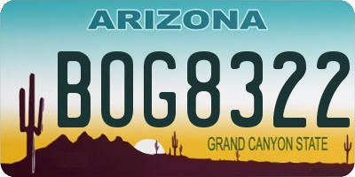 AZ license plate BOG8322
