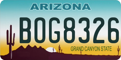 AZ license plate BOG8326