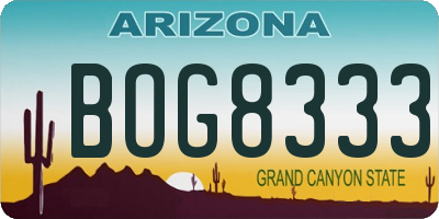 AZ license plate BOG8333