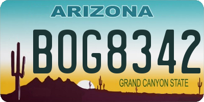AZ license plate BOG8342