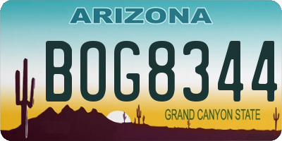 AZ license plate BOG8344