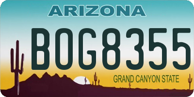 AZ license plate BOG8355