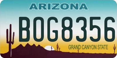 AZ license plate BOG8356