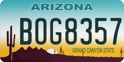 AZ license plate BOG8357