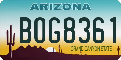 AZ license plate BOG8361