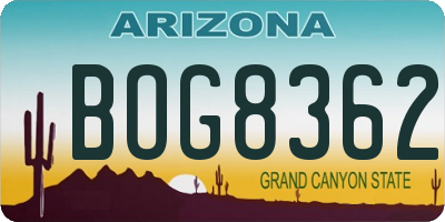 AZ license plate BOG8362