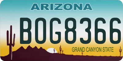 AZ license plate BOG8366