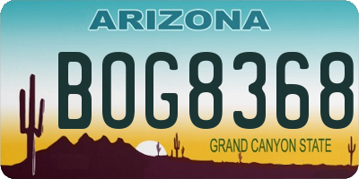 AZ license plate BOG8368