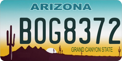 AZ license plate BOG8372