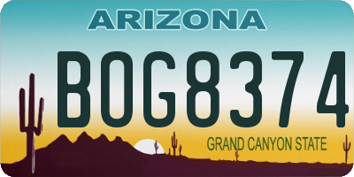 AZ license plate BOG8374