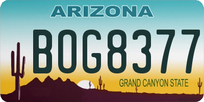AZ license plate BOG8377
