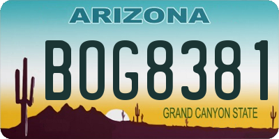 AZ license plate BOG8381