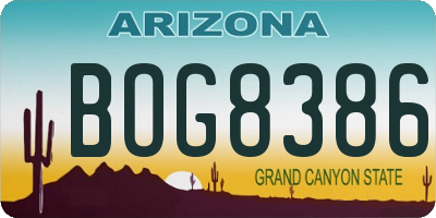 AZ license plate BOG8386