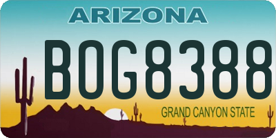 AZ license plate BOG8388