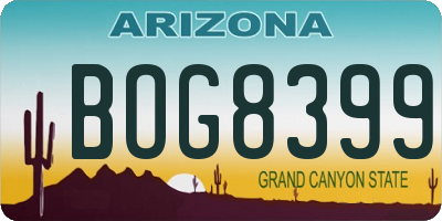 AZ license plate BOG8399