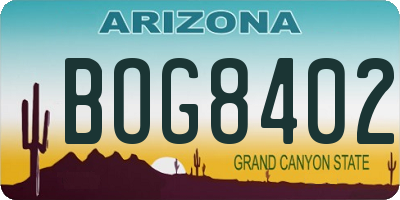 AZ license plate BOG8402