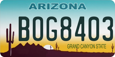 AZ license plate BOG8403