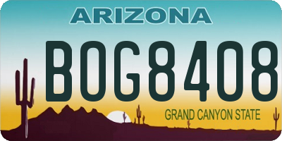 AZ license plate BOG8408