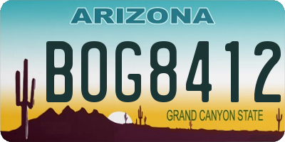 AZ license plate BOG8412