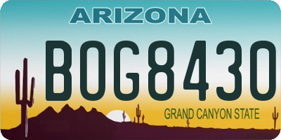 AZ license plate BOG8430