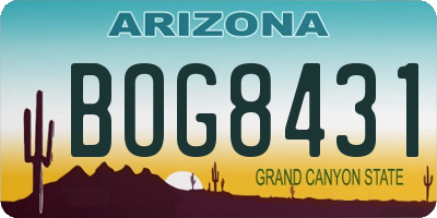 AZ license plate BOG8431