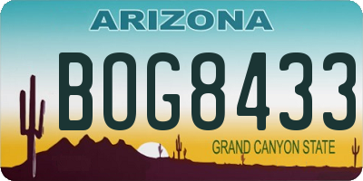 AZ license plate BOG8433