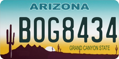 AZ license plate BOG8434