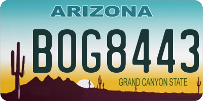 AZ license plate BOG8443