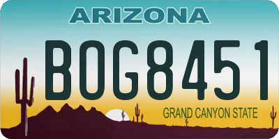 AZ license plate BOG8451