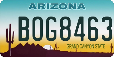 AZ license plate BOG8463