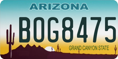 AZ license plate BOG8475