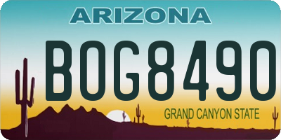 AZ license plate BOG8490