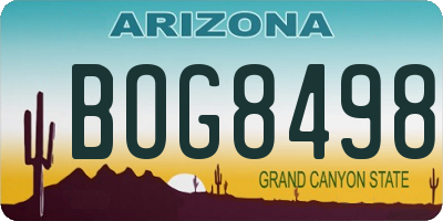 AZ license plate BOG8498