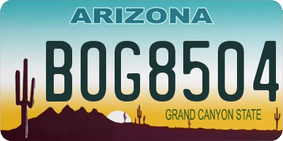 AZ license plate BOG8504